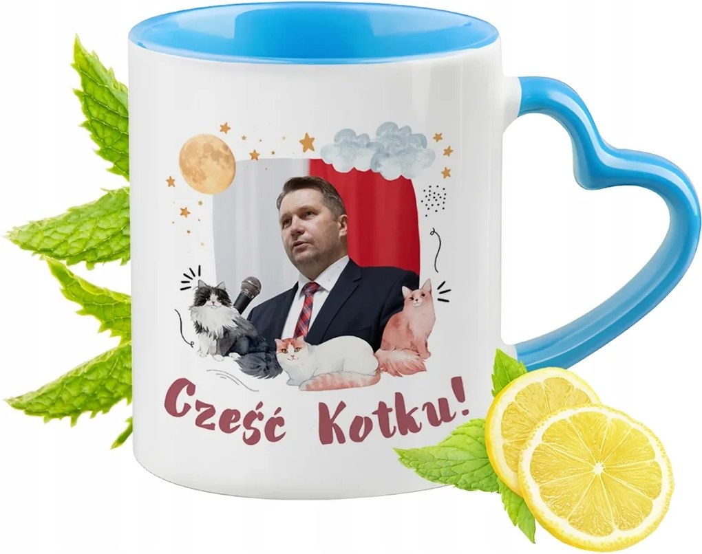 Fekete Bögre Kék Szív Alakú Füllel Ajándék