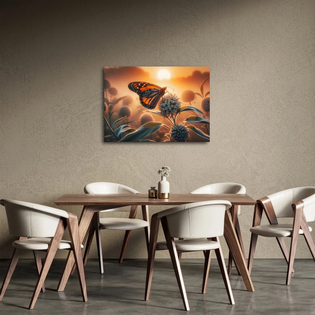 Kép – Pillangó a lenyugvó napban (70x50 cm)