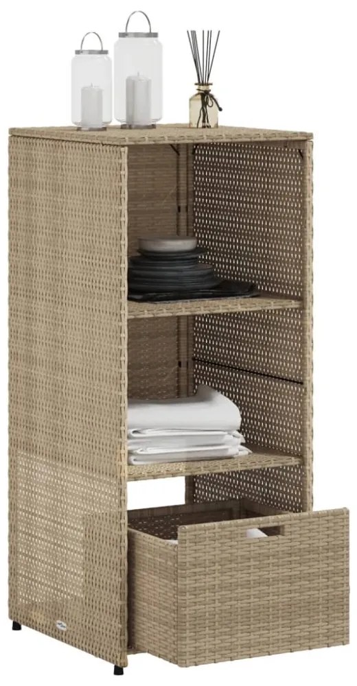 bézs polyrattan kerti tárolószekrény 50 x 55 x 115 cm