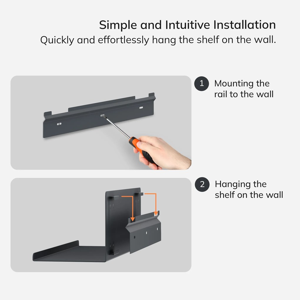 Fali polc JOANNE 400 mm, antracit