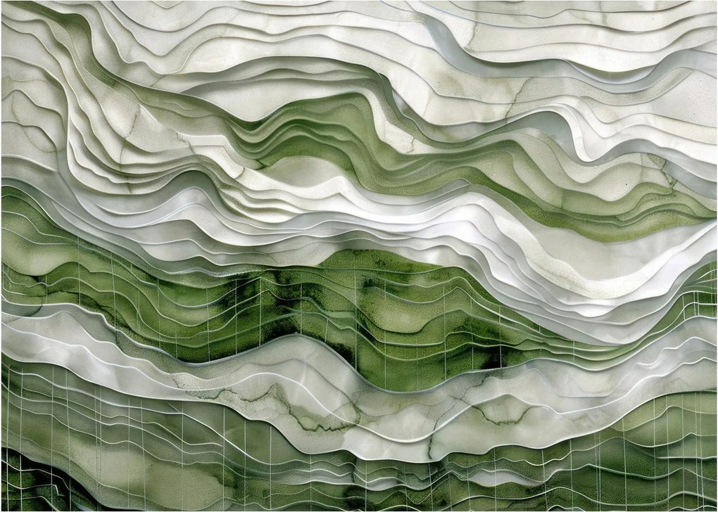 Kép - Zöld és fehér fodrok (70x50 cm)