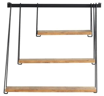 Fali polc ZIHON 63,5x60 cm fekete/barna