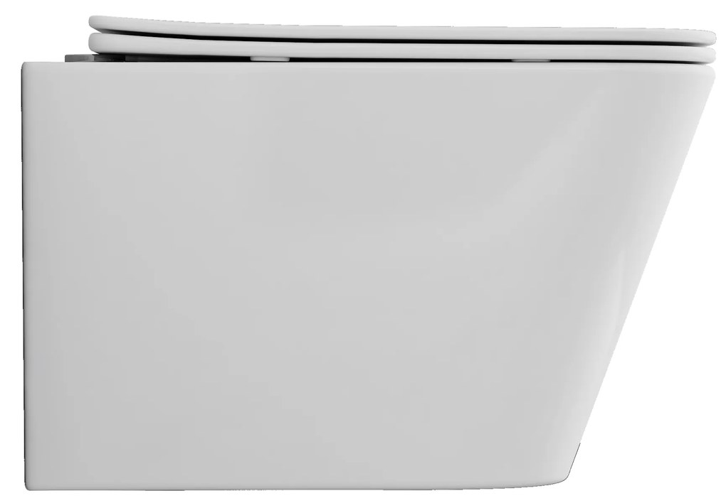 Invena Paros, falra akasztható WC csésze Rimless 465x350x360 mm + SLIM wc ülőke lassan záródó, fehér fényes, INV-CE-90-001-W