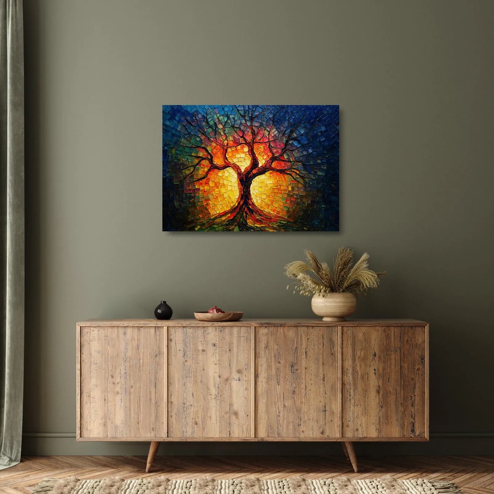 Üveg kép - Az élet fája mozaikban (70x50 cm)