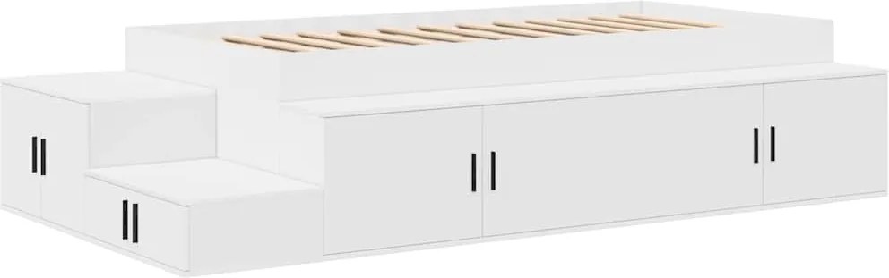 vidaXL Ágykeret tárolóval tárolóval Fehér 75 cm Faanyag
