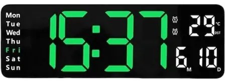 Digitális Falióra Asztali Ébresztőóra Naptár és Hőmérő 6629