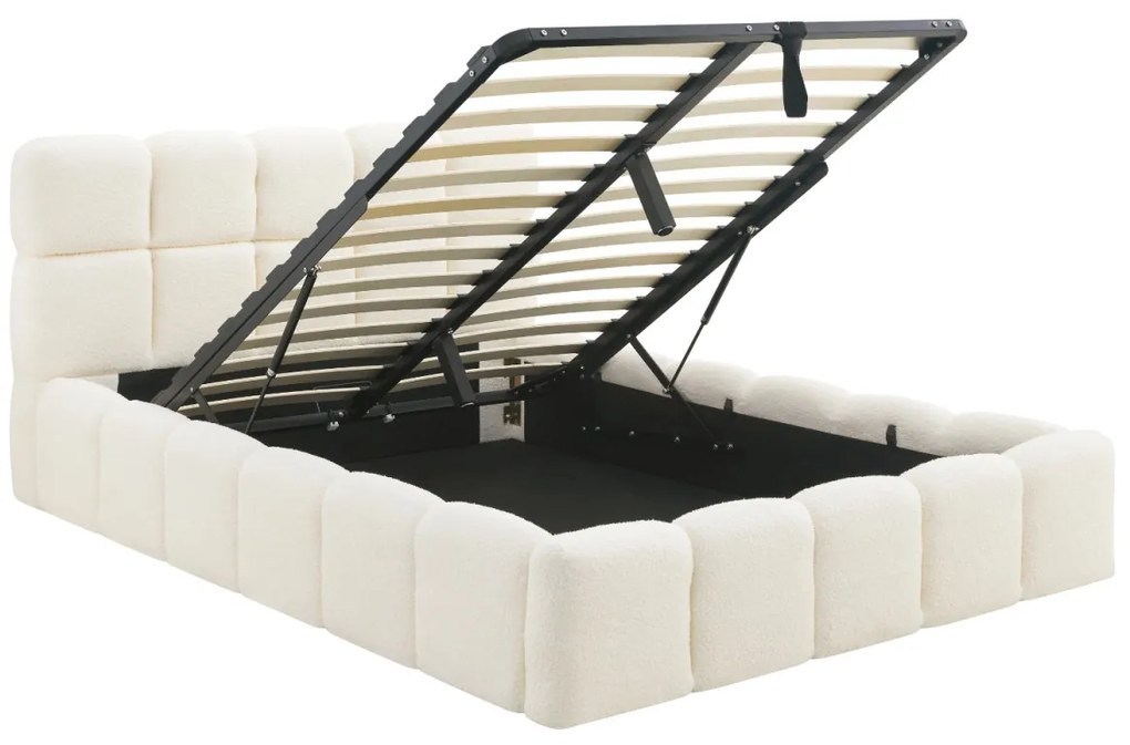 Krém Bouclé Franciaágy Ágyneműtartóval. 140x200 MURACJA