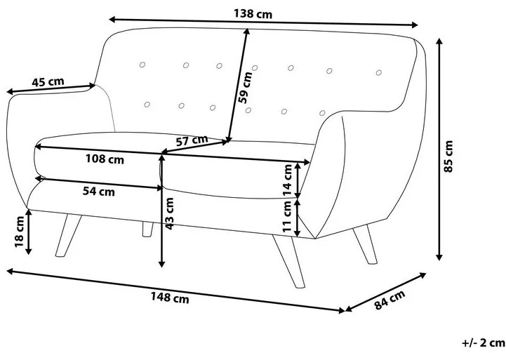 Kétszemélyes kanapé Bodmin (szürke). 1008558