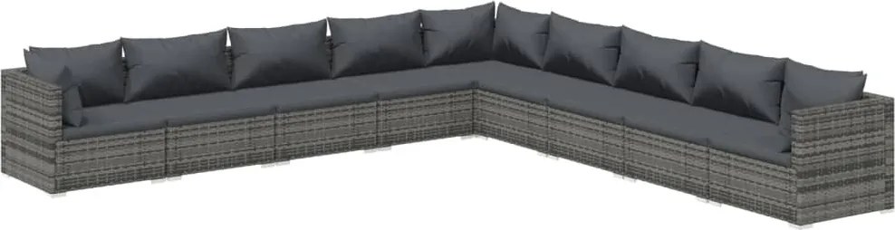 9 részes szürke polyrattan kerti ülőgarnitúra párnákkal