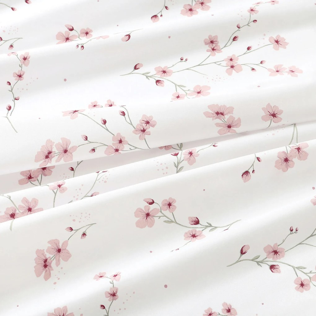 Goldea kör alakú pamut terítő - cseresznyevirágok Ø 150 cm