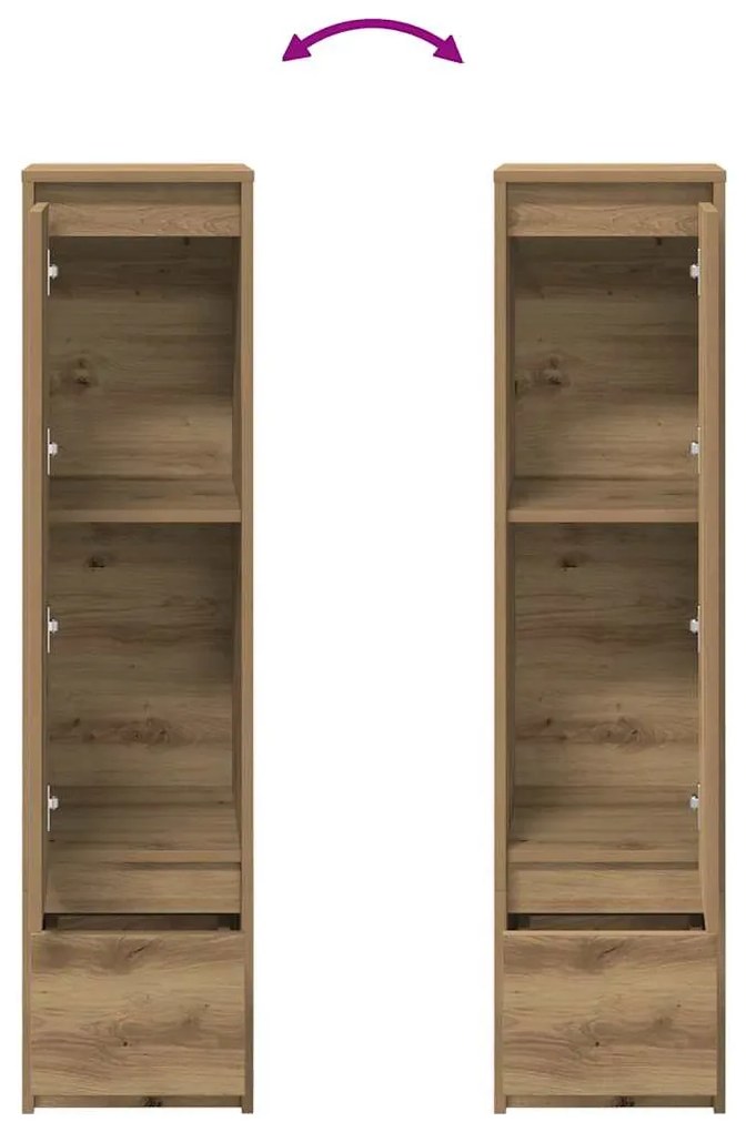 kézműves tölgy szerelt fa magasszekrény 29,5x34x119,5 cm