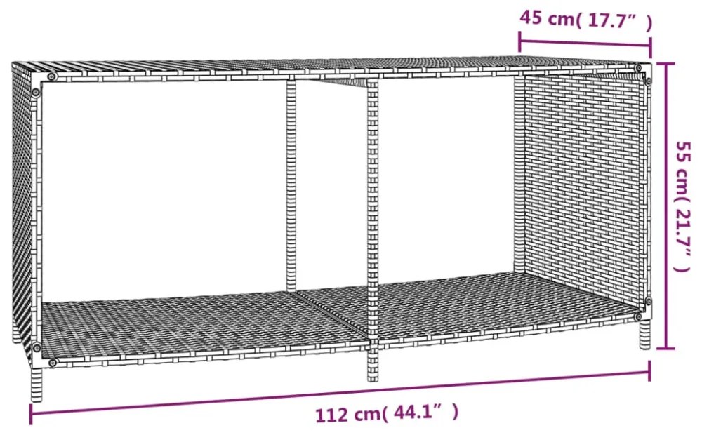 2 db fekete polyrattan tárolópolc