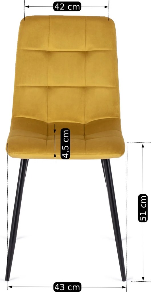 Szék mustársárga színben, bársony kárpittal. PERU