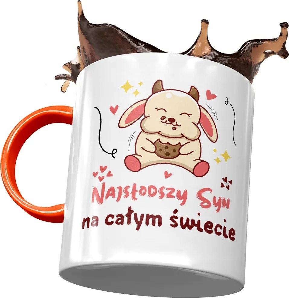 Narancssárga Bögre Fiának Ajándék Nyomtatott Fotóval