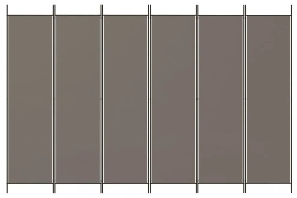 6 paneles antracitszürke szövet térelválasztó 300 x 220 cm