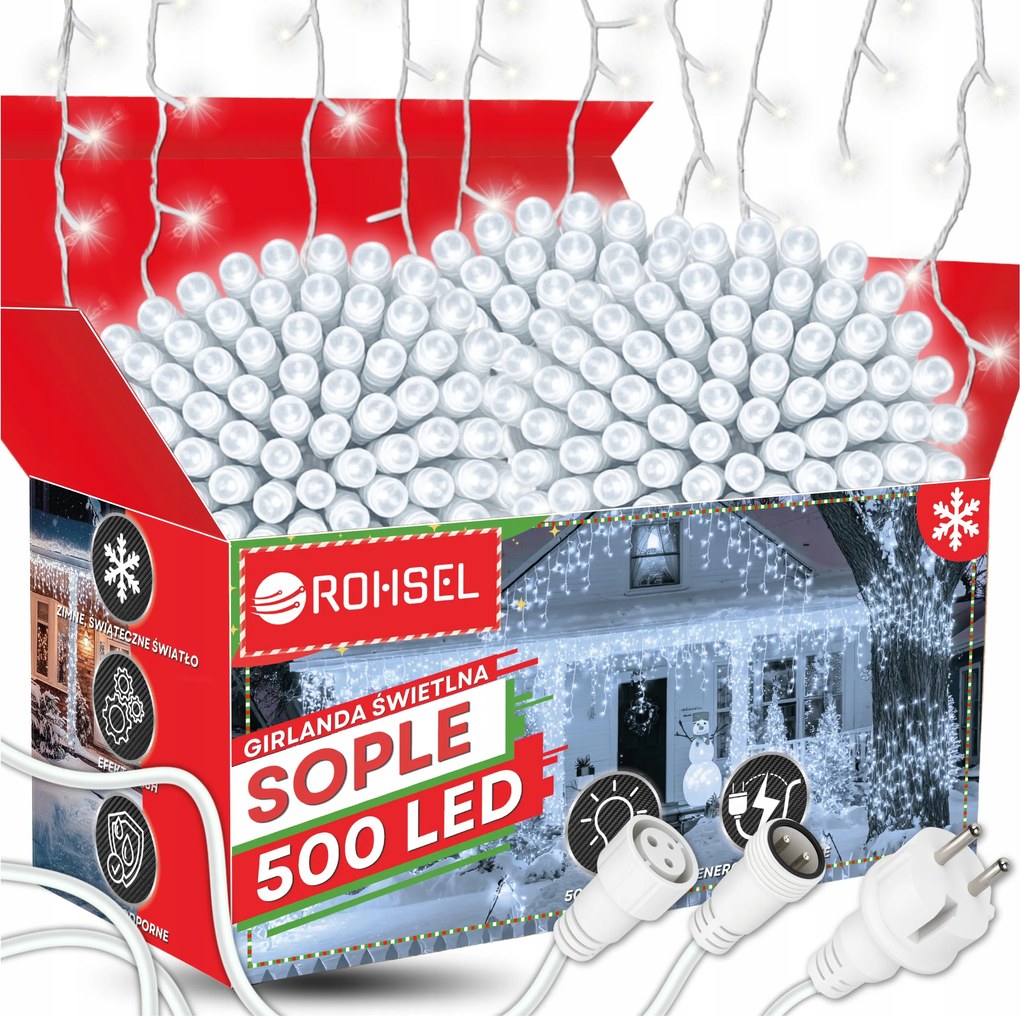 Kültéri Jégcsap Led Lámpák 500 26.5M Karácsonyi Fények Karácsonyfa Flesh