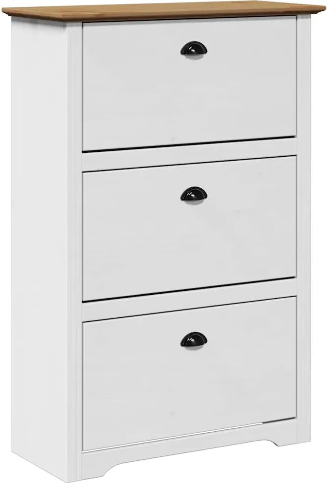 vidaXL cipőállvány "BODO" Fehér és barna 80x35x118 cm