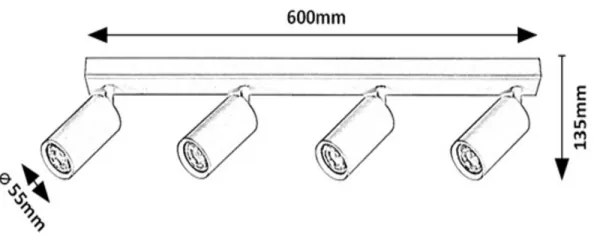 Rabalux 2086 - SOLO mennyezeti spotlámpa 4xGU10/25W/230V fekete