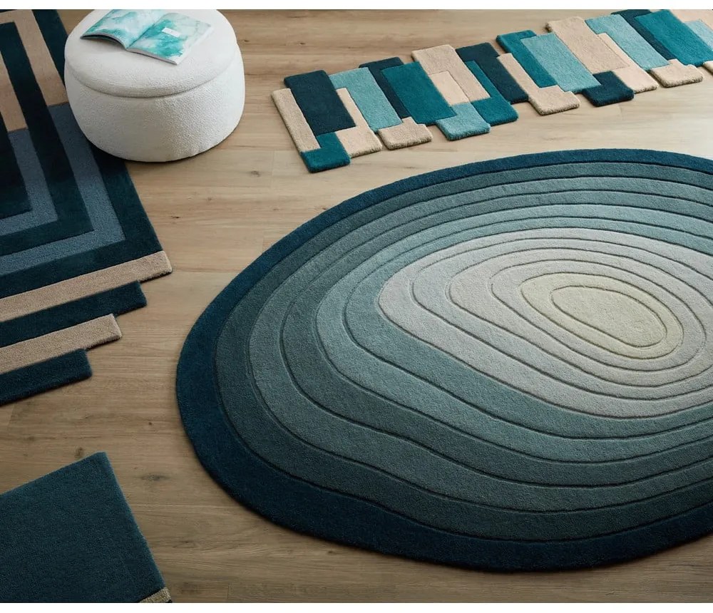 Kék gyapjú szőnyeg 200x290 cm Puddle Ombre Wool – Flair Rugs