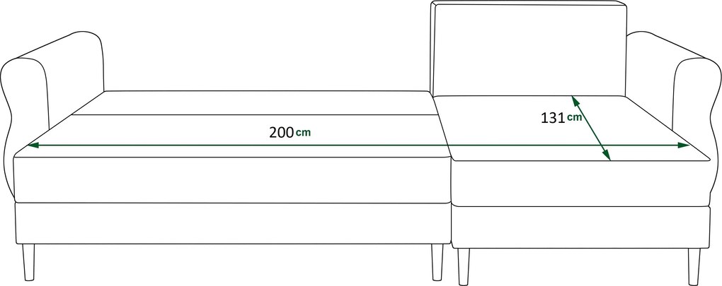 Kinyitható, kétoldalas L-alakú kanapé SILVIANO 230x140 cm, szürke