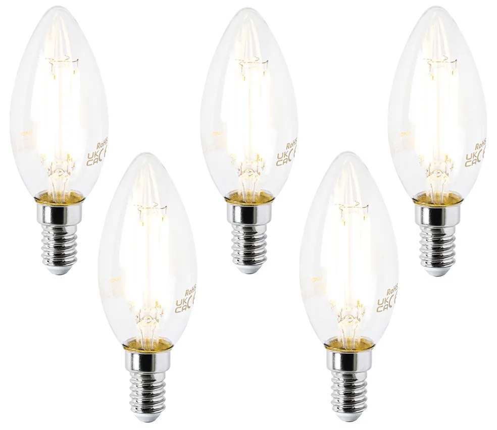 5 db-os E14 LED izzó B35 átlátszó 2,2W 470 lm 2700K