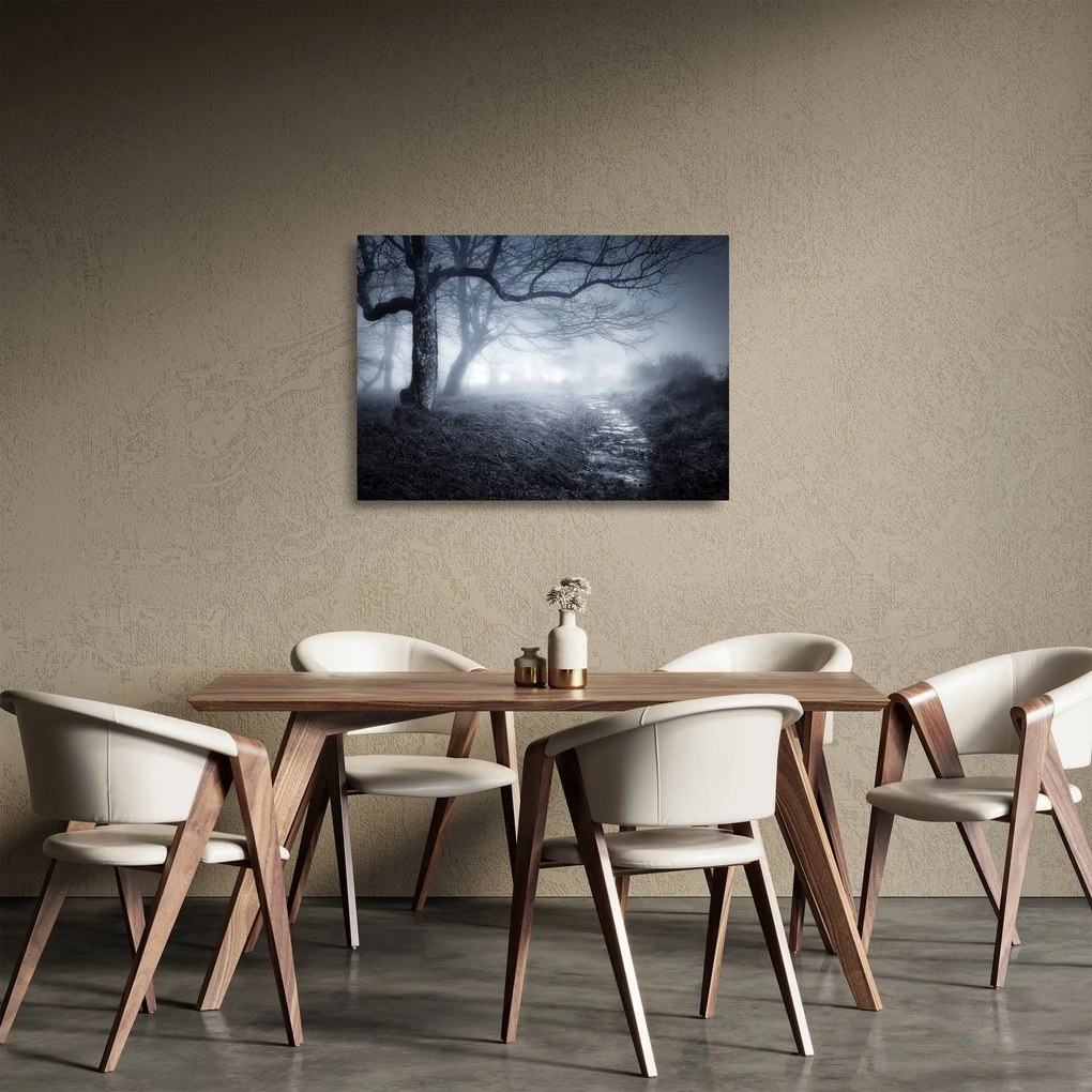 Kép - Út a ködben (üvegen) (70x50 cm)