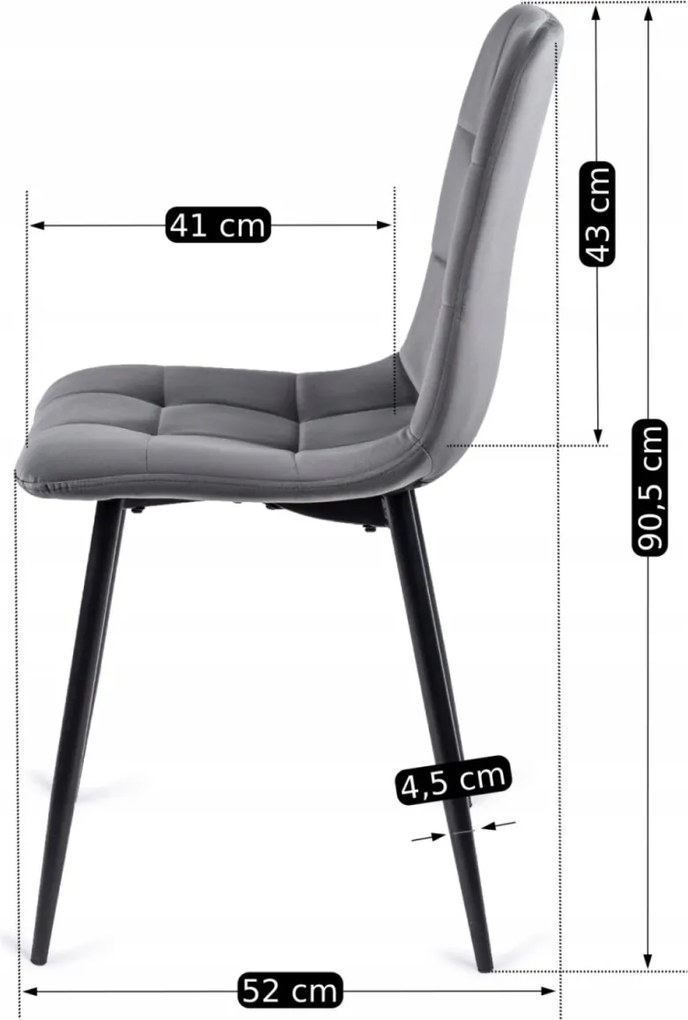 Krzesło PERU Szare Welurowe