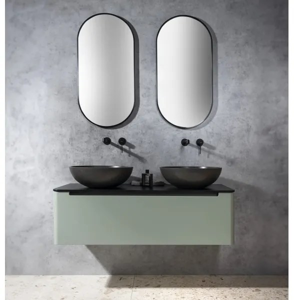 Sapho - TURF ráültethető mosdó, átmérő 44 cm, beton/fekete gránit