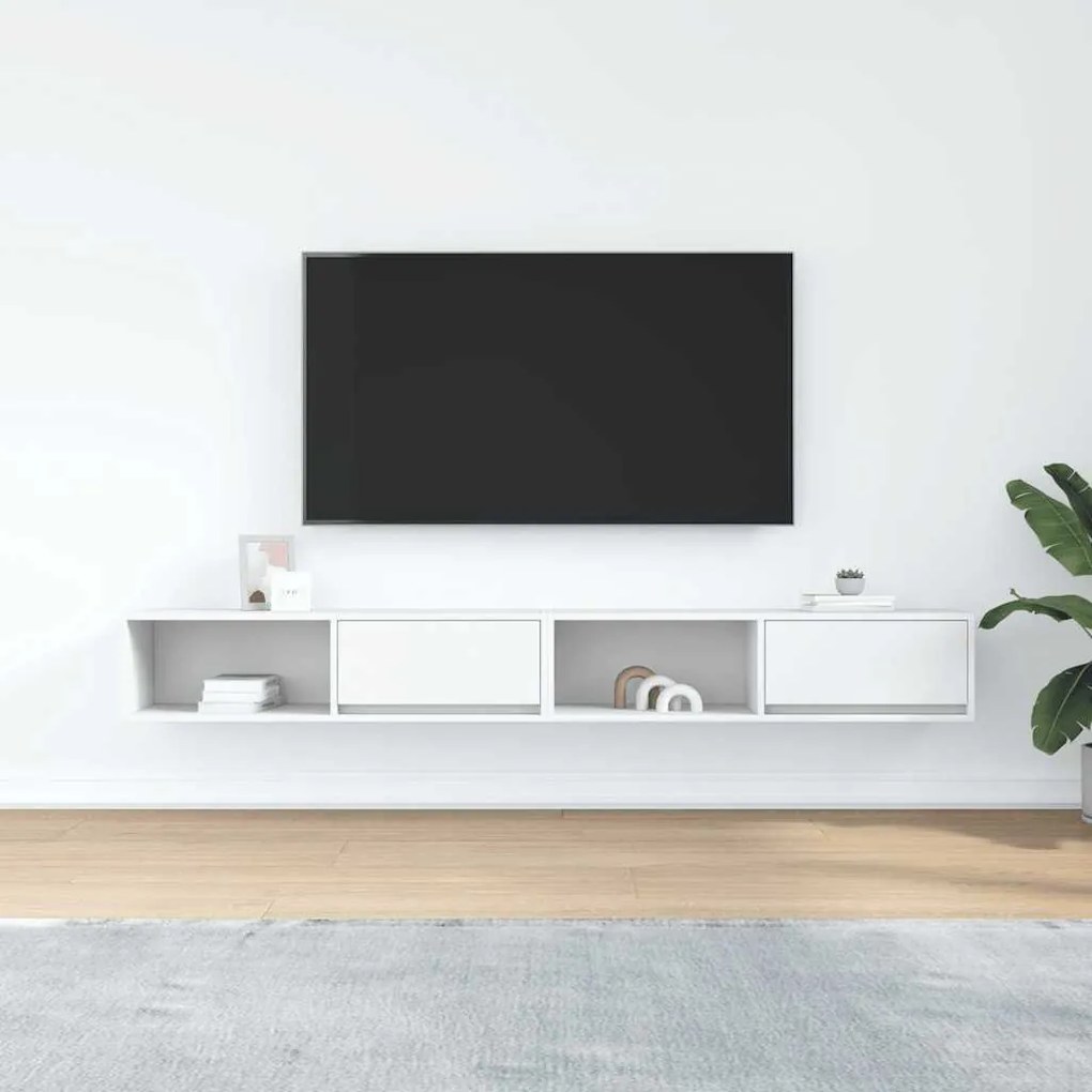2 db fehér szerelt fa TV-szekrény 100x31x25,5 cm