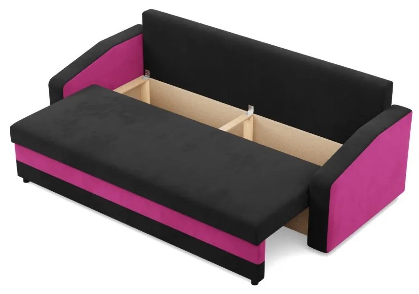 Hewlet kanapéágy, szövet anyag, hab töltet, fekete - rózsaszín