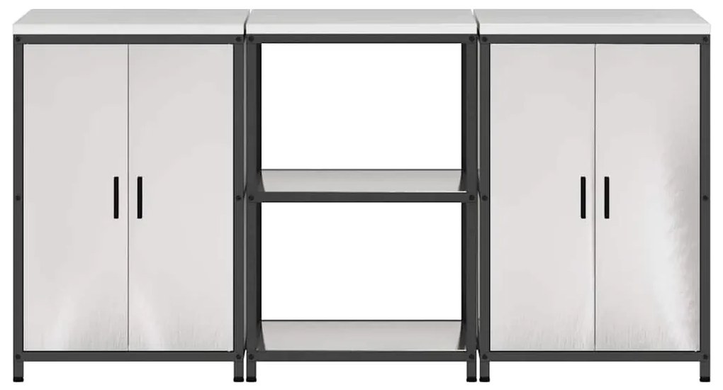 Konyhai Tároló Készlet polcokkal 3 pcs Ezüst 180 x 50 x 92 cm