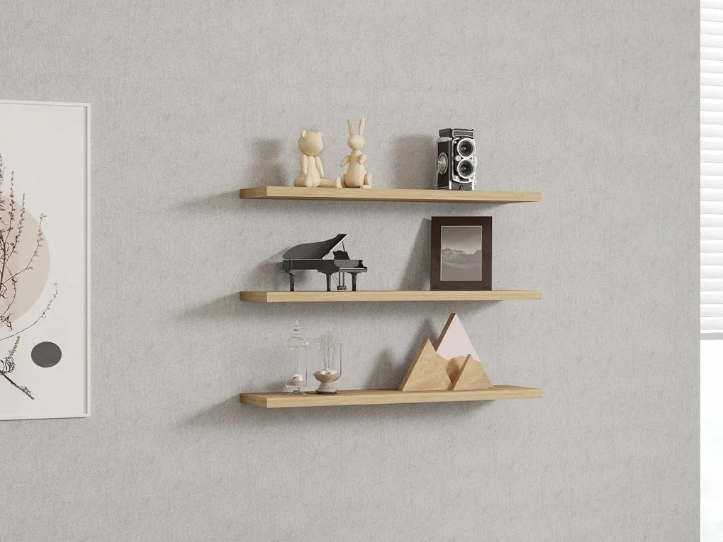 Fali polc szett 3db, zafír tölgy