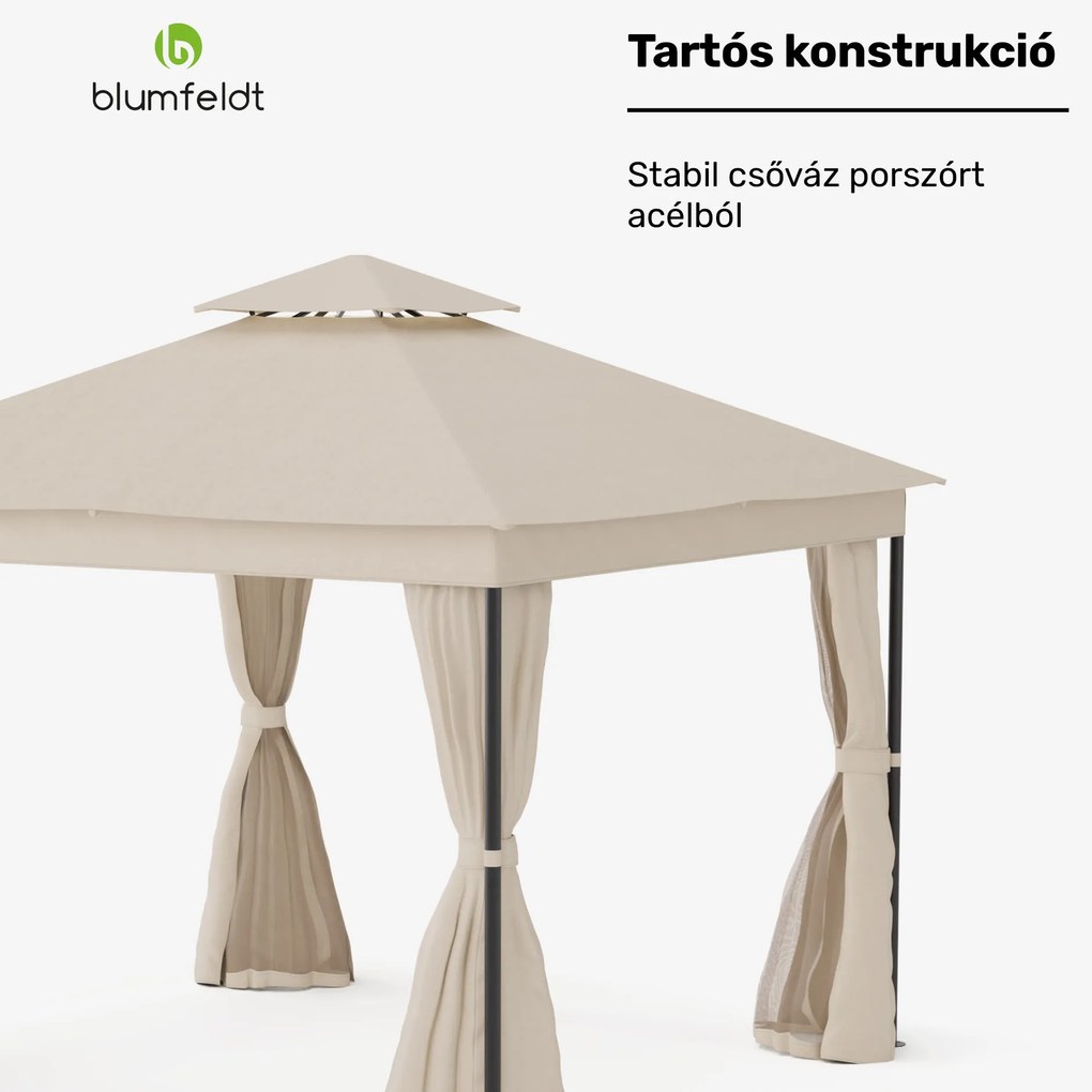 Blumfeldt Mondo Dual pavilon 3x3 dupla tetővel és szúnyoghálóval