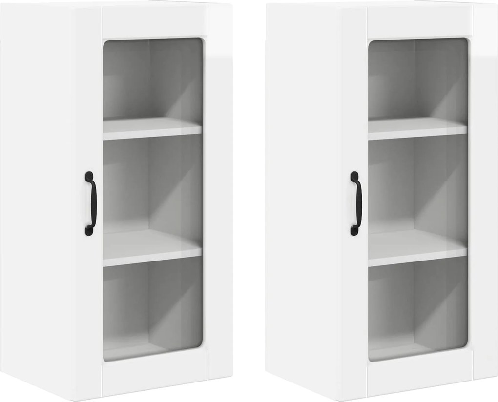 vidaXL Konyhaszekrény 2 pcs Magas Fényű Fehér 40 x 31 x 80 cm Faanyag