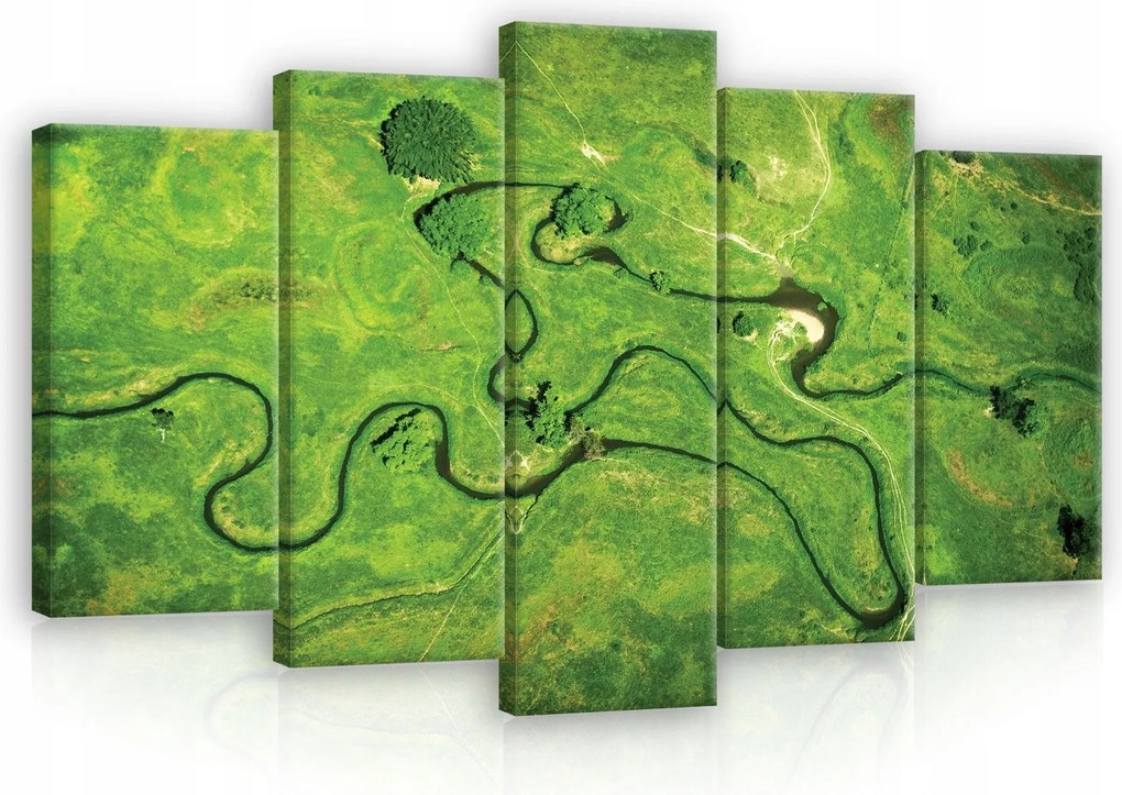 Vászonkép 100x60 Tájkép madártávlatból folyó természet nyugalom harmónia drón