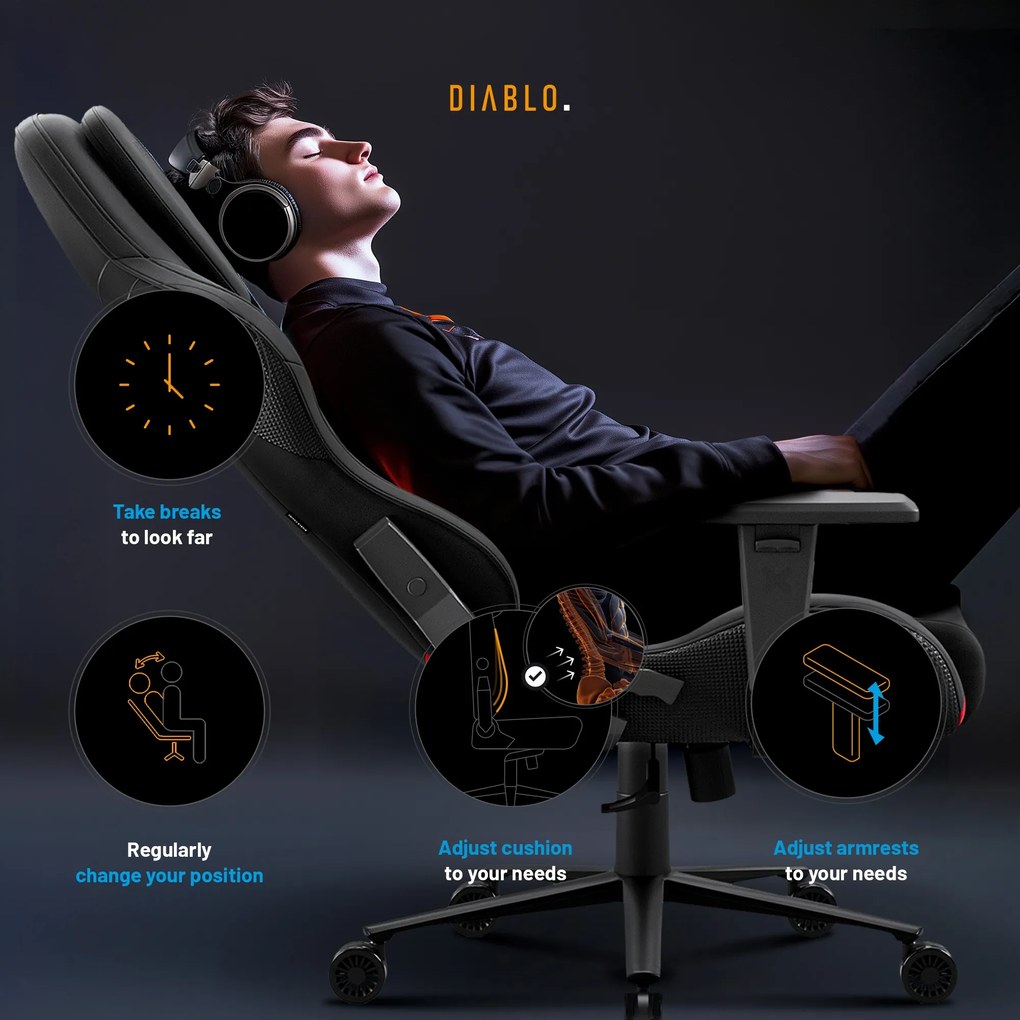 Gamer szék fekete Normal Size: Diablo X-One Prime Burned Black