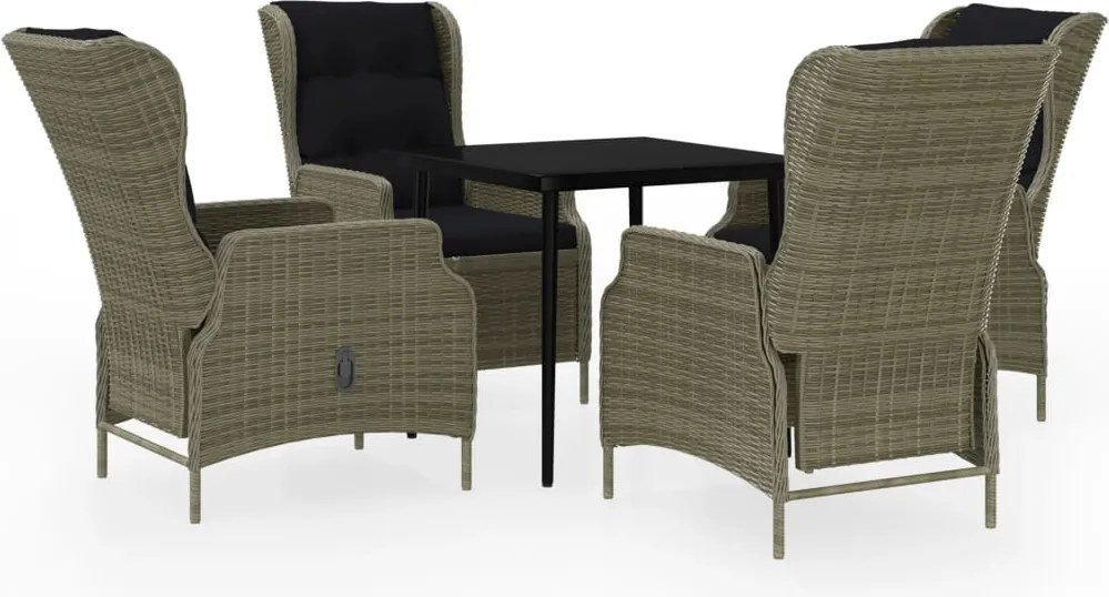 vidaXL 5 részes barna kerti étkezőgarnitúra