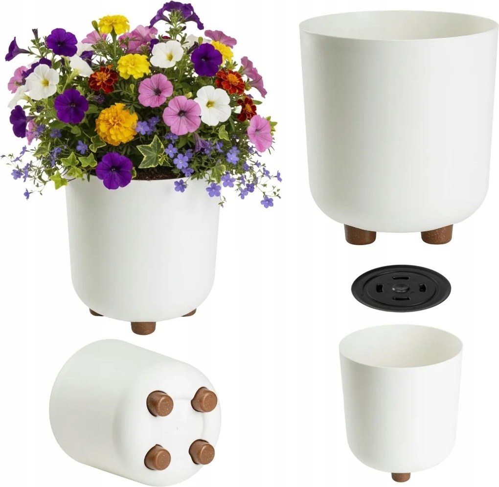 Műanyag Virágtartó Krémszínű ovális fedél lábakon 24,2cm kerti házhoz