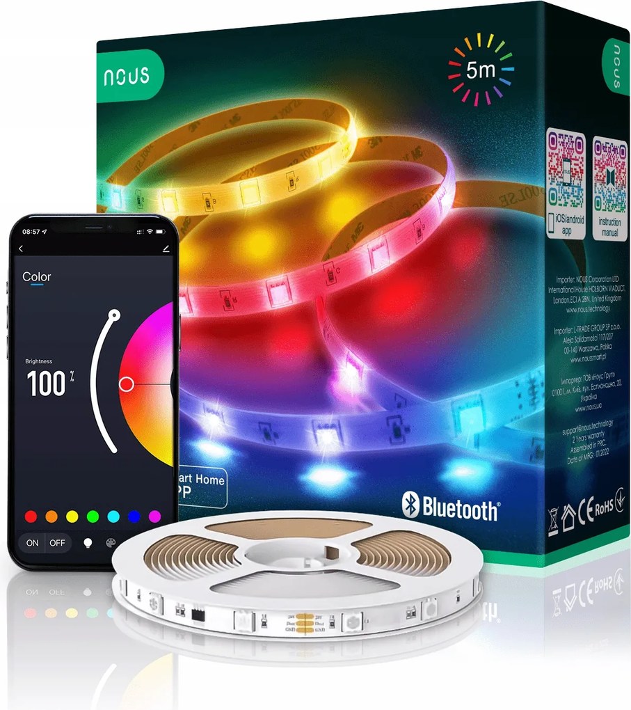 Nous F6 5m Smart Rgb Led Bluetooth, 16 millió szín, IP44