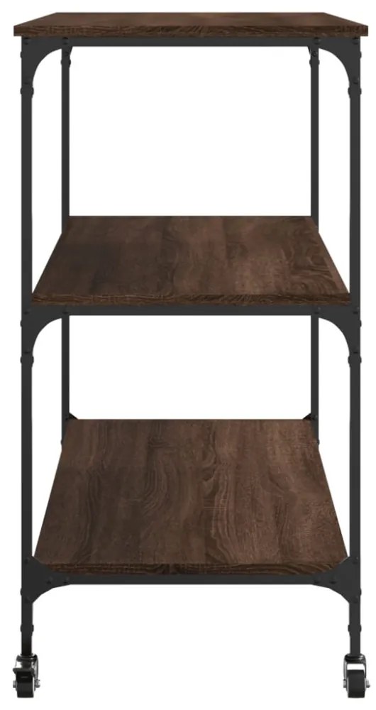 barna tölgyszínű szerelt fa konyhai kocsi 102 x 50 x 95 cm