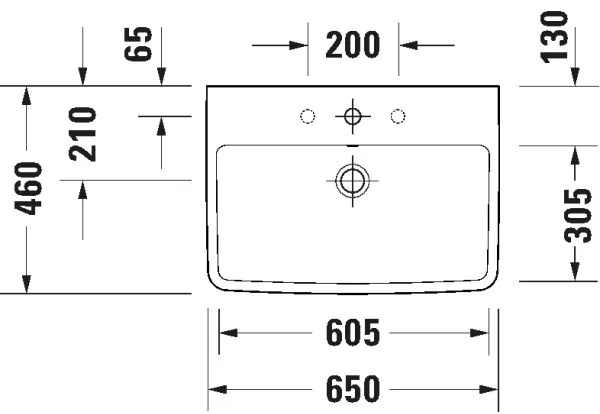 Duravit 23756500002 - Falra szerelhető D-NEO mosdó 65x46 cm kerámia/fényes fehér