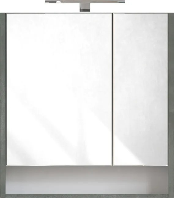 Piramida AKVA Tükrös fürdőszobai szekrény - 2 ajtós kivitel - LED világítással - FEHÉR-SÖTÉT - 65 x 69 x 15 cm