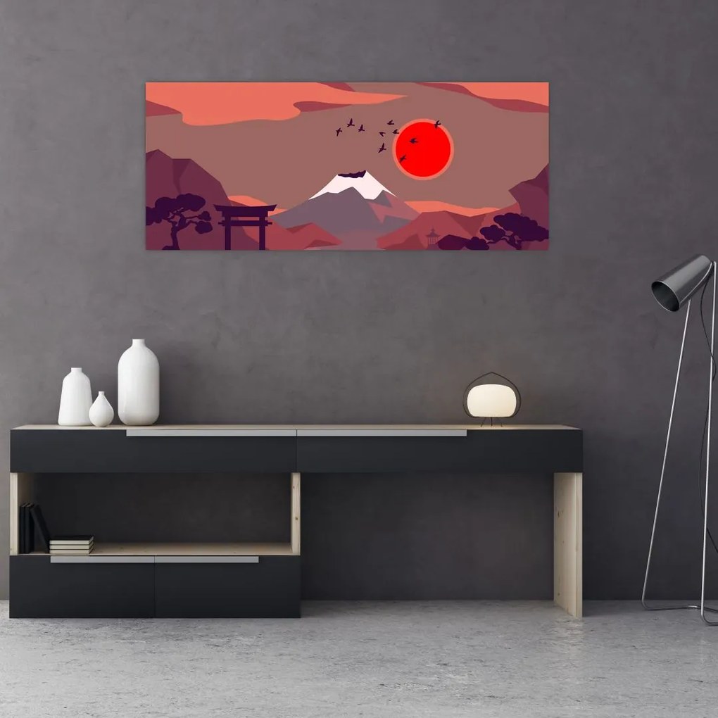 Kép - A Fuji-hegy illusztrációi (120x50 cm)