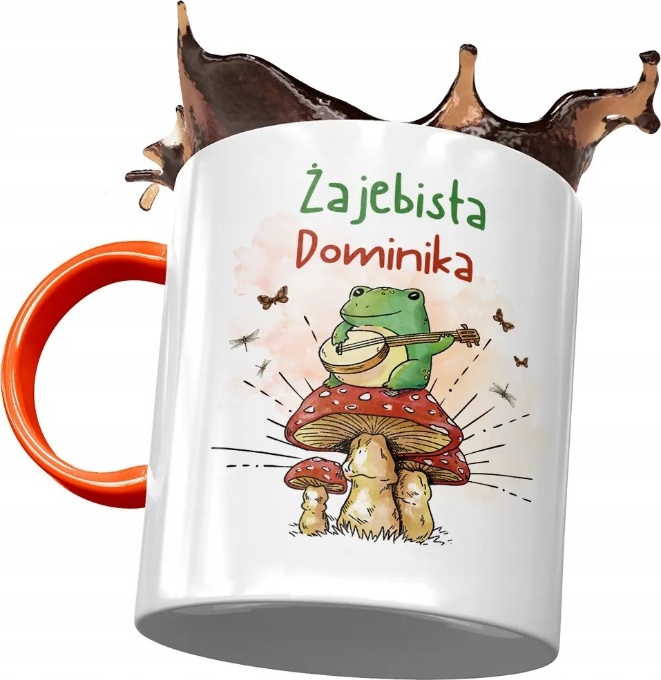 Narancssárga Bögre Dominikának Barátnőnek Ajándék Nyomtatott Fotóval