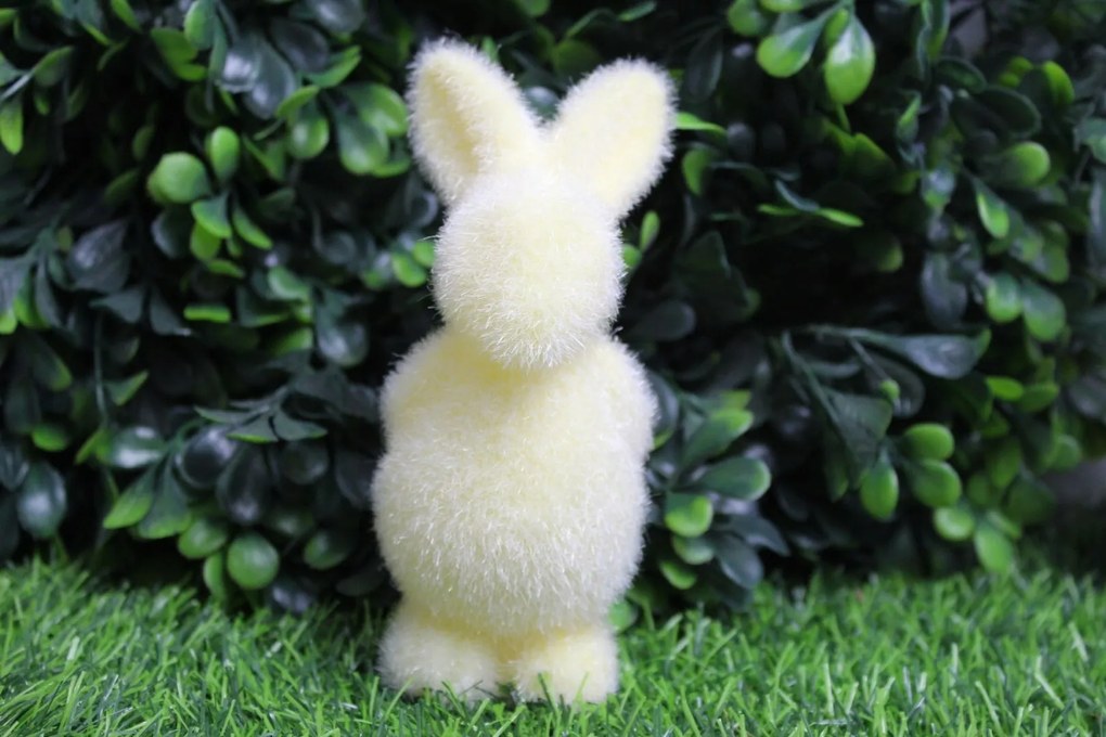 Álló nyuszi flokkolt 13x7 cm Krémszínű FG64-02