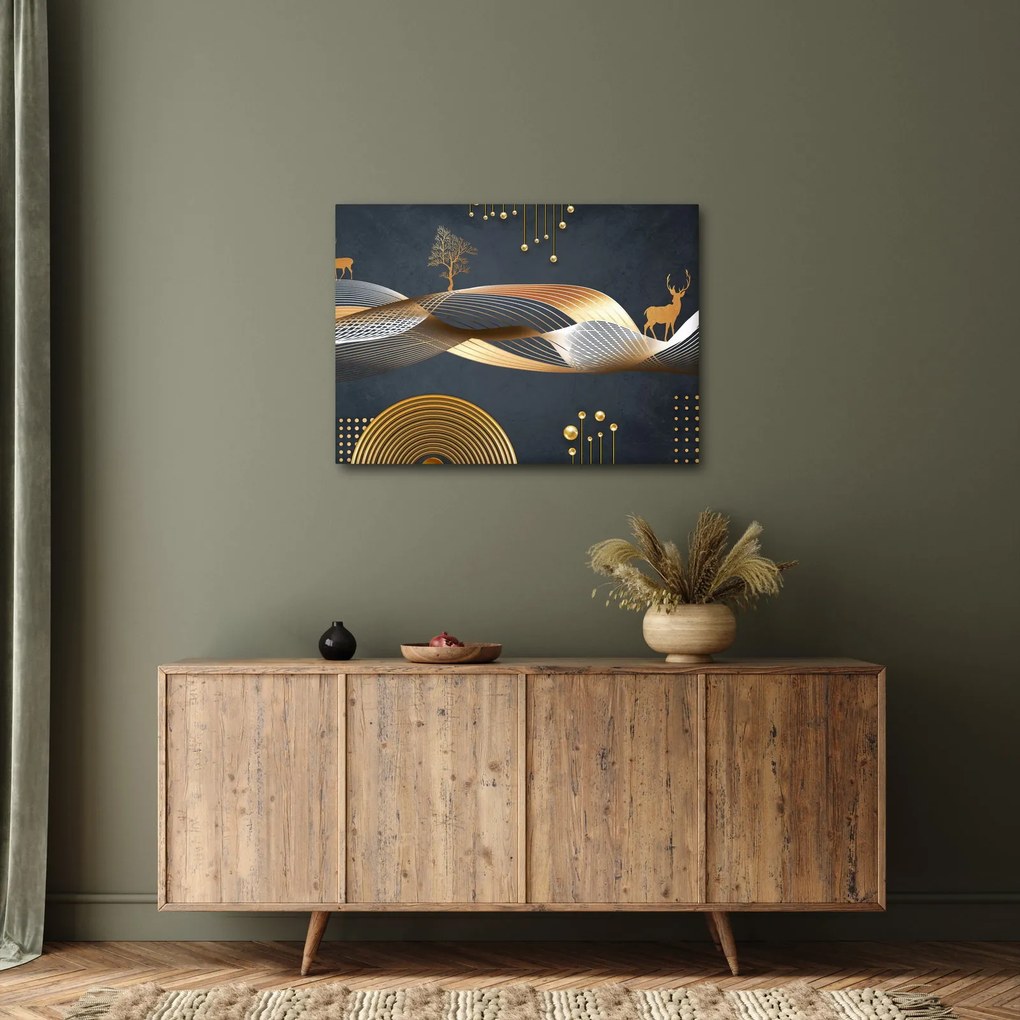 Kép - Grafika szarvassal (70x50 cm)