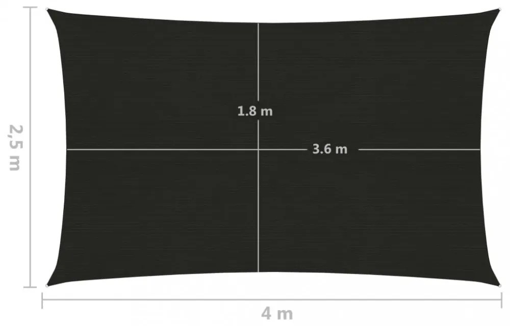fekete HDPE napvitorla 160 g/m² 2,5 x 4 m