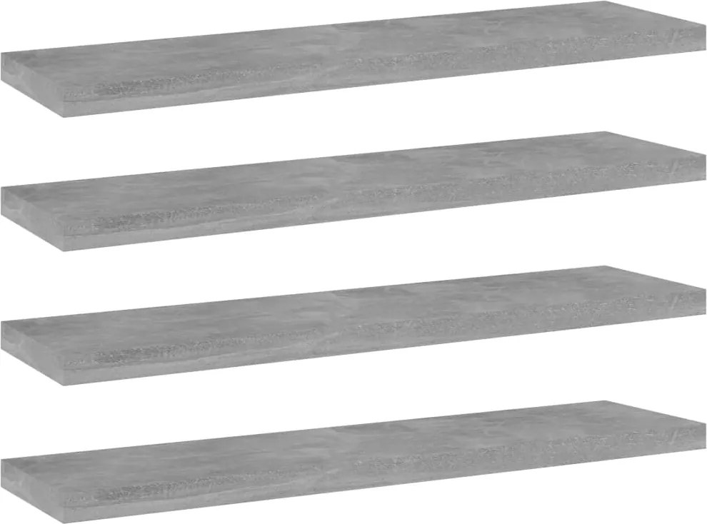 vidaXL 4 db betonszürke szerelt fa könyvespolc 40 x 10 x 1,5 cm