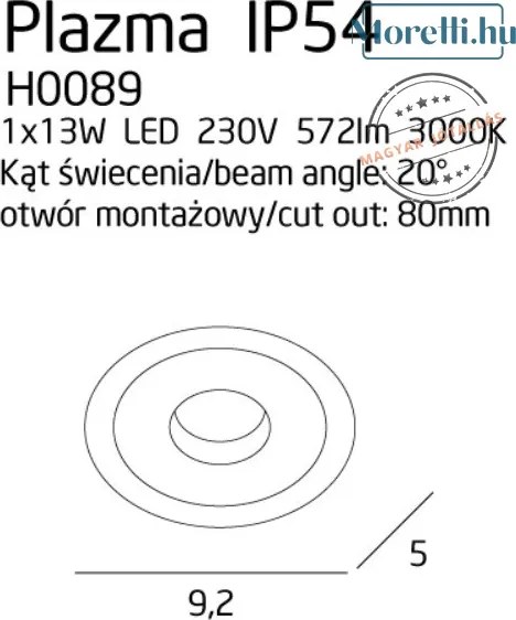 Fürdőszoba Beépíthető Lámpa Fehér PLAZMA MAXLIGHT H0089