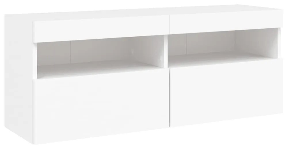 fehér falra szerelhető TV-szekrény LED-lámpákkal 100x30x40 cm